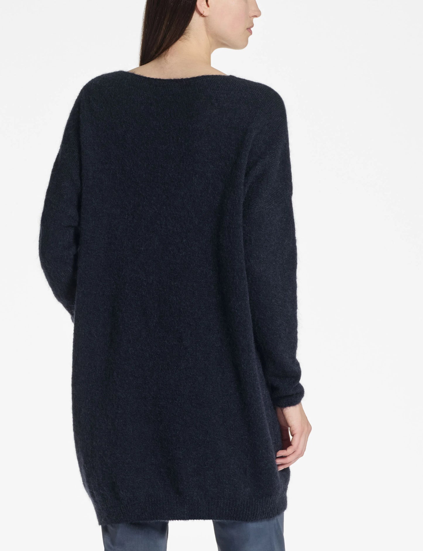 Sarah Pacini V-neck Mohair-Merino Sweater - Navy