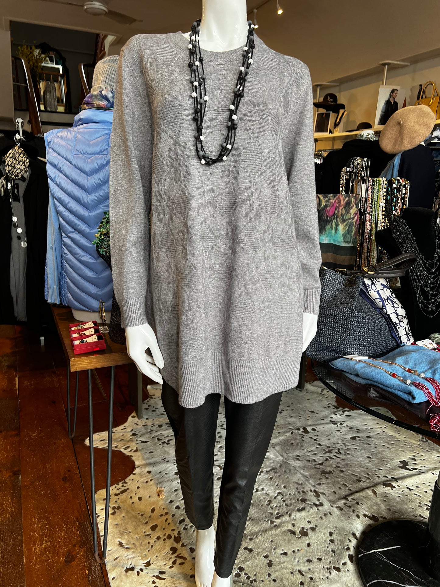 Grey Print Sweater